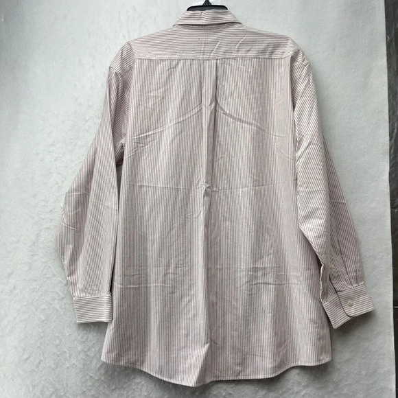 L.L. Bean Shirt Men's 34 Pink White Striped Long Sleeve Wrinkle Resistant Button - Picture 2 of 10